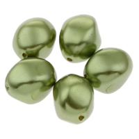 Imitace akrylové perle, Akryl, imitace perla, zelený, 12x14mm, Otvor:Cca 1mm, Cca 450PC/Bag, Prodáno By Bag