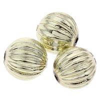 Plated Acrylic Beads, Round, gold color plated, corrugated, 13mm, Hole:Approx 1mm, Approx 400PCs/Bag, Sold By Bag