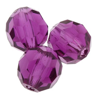 Perles acryliques transparentes, Acrylique, Rond, facettes, violet, 13mm, Trou:Environ 2mm, Environ 340PC/sac, Vendu par sac