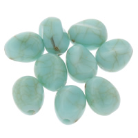 Akryl smycken pärlor, imitation turkos, blå, 7x9x6mm, Hål:Ca 1mm, Ca 2200PC/Bag, Säljs av Bag