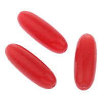 Solid Color Acryl Kralen, Ovaal, effen kleur, rood, 10x30mm, Gat:Ca 1mm, Ca 230pC's/Bag, Verkocht door Bag