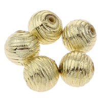 Belagte akryl perler, Runde, guldfarve belagt, 11mm, Hole:Ca. 1mm, Ca. 520pc'er/Bag, Solgt af Bag