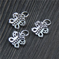 Thailand Sterling Silver Pendants, Butterfly, 11.50x12.60mm, Hole:Approx 4mm, 10PCs/Lot, Sold By Lot