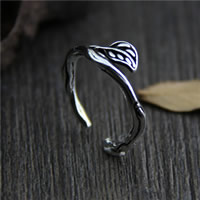 Thailand Sterling Silver Cuff finger ring, Leaf, 7mm, Storlek:8, 5PC/Lot, Säljs av Lot