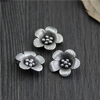 Thaimaa Sterling Silver Riipukset, Kukka, 16mm, Reikä:N. 2mm, 5PC/erä, Myymät erä
