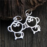 925 Sterling Silver Pendant, Monkey, 12x16mm, Hole:Approx 3mm, 10PCs/Lot, Sold By Lot
