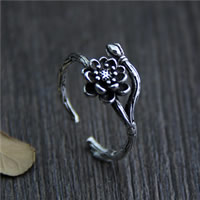 Thailand Sterling Zilver vinger Ring, Thailand Sterling Silver, Bloem, 10mm, Maat:7, 5pC's/Lot, Verkocht door Lot