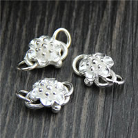 925 Sterling Silver S Hook Clasp, Flower, 9x16mm, Hole:Approx 3mm, 5PCs/Lot, Sold By Lot