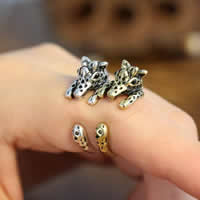 Tibetan Style Cuff Finger Ring, Giraffe, plated, with rhinestone, more colors for choice, lead & cadmium free, 17mm, US Ring Size:7, 3PCs/Bag, Sold By Bag