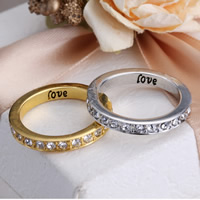 Zinc Alloy Finger Ring word love plated micro pave cubic zirconia & enamel lead & cadmium free 17mm US Ring Sold By Bag