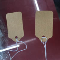 Jewelry Price Tag, Kraft, with Nylon Cord, different size for choice, 35x18mm, 1000PCs/Bag, Sold By Bag