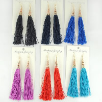 Fashion Fringe Earrings Zinc Alloy with Nylon Cord stainless steel earring hook gold color plated Sold By Lot