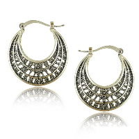 Zinc Alloy Hoop Earring stainless steel hoop earring antique silver color plated hollow nickel lead & cadmium free Sold By Lot