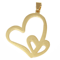 Stainless Steel Heart Pendants, real gold plated, with letter pattern, 34x40x2mm, Hole:Approx 4x6mm, 10PCs/Bag, Sold By Bag