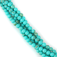 Perles turquoises, turquoise synthétique, Rond, normes différentes pour le choix, Trou:Environ 0.5mm, Longueur:Environ 16 pouce, Vendu par lot