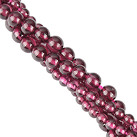 Natürlicher Granat Perlen, rund, Januar Birthstone & verschiedene Größen vorhanden, Bohrung:ca. 0.5mm, Länge:ca. 15.5 ZollInch, verkauft von Menge