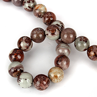 chinesischer lackierter Stein Perle, rund, natürlich, 12mm, Bohrung:ca. 1mm, Länge:ca. 15 ZollInch, 5SträngeStrang/Menge, ca. 32PCs/Strang, verkauft von Menge