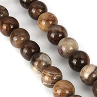 Silicified Wood Beads, Round, natural, different size for choice, Length:Approx 15 Inch, Sold By Lot