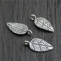 Thailand Sterling Silver Pendants, Leaf, 9.80x20mm, Hole:Approx 2mm, 6PCs/Lot, Sold By Lot