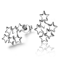 Goujon Laiton, étoile, Plaqué d'argent, 925 logo, sans plomb et cadmium, 15x12mm, Vendu par paire