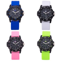 Unisex Wrist Watch Silicone with zinc alloy dial & Glass stainless steel buckle plumbum black color plated adjustable nickel lead & cadmium free 40mm 20mm Length Approx 9.5 Inch Sold By PC