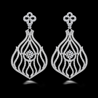 Cubic Zirconia Micro Pave Brass Earring real silver plated micro pave cubic zirconia lead & cadmium free Sold By Pair
