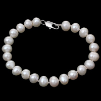 Freshwater Cultured Pearl Bracelet Freshwater Pearl brass lobster clasp Potato natural 8-9mm Sold Per Approx 7.5 Inch Strand