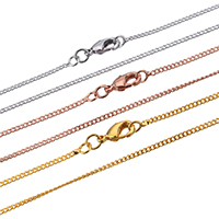 Cadena de collar de cobre amarillo, metal, chapado, giro oval, más colores para la opción, libre de níquel, plomo & cadmio, 1.60x1.40x0.70mm, longitud:aproximado 17.5 Inch, 50Strandsfilamento/Grupo, Vendido por Grupo