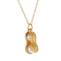 Zinc Alloy Jewelry Necklace with Plastic Pearl with 2lnch extender chain Peanut gold color plated oval chain nickel lead & cadmium free Length Approx 16.5 Inch Sold By Lot