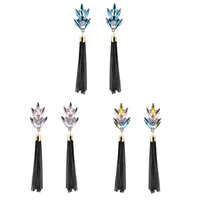Fashion Fringe Earrings Zinc Alloy with plastic earnut & Crystal stainless steel post pin Flower gold color plated with painted & faceted & with rhinestone lead & cadmium free Sold By Pair