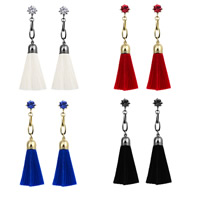 Fashion Fringe Earrings Zinc Alloy with Nylon stainless steel post pin plated with rhinestone lead & cadmium free Sold By Pair