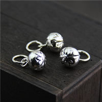 Thailand Sterling Silver Bell Charm, Round, 9x11.80mm, Hole:Approx 3mm, 6PCs/Lot, Sold By Lot