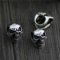 Thailand Sterling Silver Beads, Skull, 10x13mm, Hole:Approx 6.8mm, 5PCs/Lot, Sold By Lot