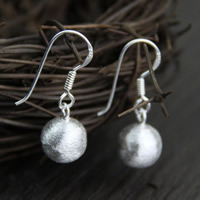 925 Sterling Silver Drop Earring Round brushed 8.30mm Sold By Lot