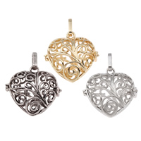 Pregnant Ball Locket Pendant, Brass, Heart, plated, hollow, more colors for choice, lead & cadmium free, 32x31x15mm, Hole:Approx 4x7mm, Sold By PC