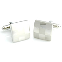 Cufflinks, Brass, Square, platinum color plated, gingham, nickel, lead & cadmium free, 15.50x15.50mm, 5Pairs/Lot, Sold By Lot