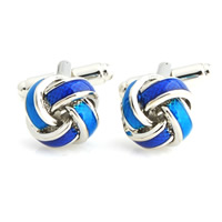 Cufflinks, Brass, Flower, platinum color plated, enamel, nickel, lead & cadmium free, 12mm, 5Pairs/Lot, Sold By Lot