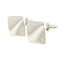 Cufflinks Brass Square platinum color plated with rhinestone nickel lead & cadmium free Sold By Lot
