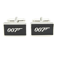Cufflinks Brass Rectangle platinum color plated enamel nickel lead & cadmium free Sold By Lot