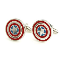 Cufflinks Brass Shield platinum color plated enamel nickel lead & cadmium free 20.50mm Sold By Lot