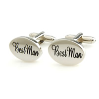 Cufflinks Brass Flat Oval platinum color plated with letter pattern & enamel nickel lead & cadmium free Sold By Lot