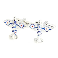 Cufflinks Brass Airplane platinum color plated enamel nickel lead & cadmium free Sold By Lot
