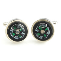 Cufflinks, Brass, with Plastic, platinum color plated, with compass, nickel, lead & cadmium free, 18mm, 5Pairs/Lot, Sold By Lot