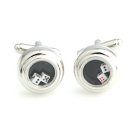 Cufflinks Brass with Plastic platinum color plated with dice nickel lead & cadmium free 16.50mm Sold By Lot