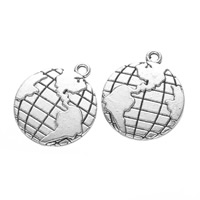 Tibetan Style Pendants, Globe, antique silver color plated, nickel, lead & cadmium free, 34x20mm, Hole:Approx 2mm, 200PCs/Bag, Sold By Bag