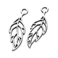 Tibetan Style Leaf Pendants, antique silver color plated, nickel, lead & cadmium free, 35x13mm, Hole:Approx 2mm, 500PCs/Bag, Sold By Bag