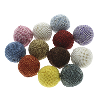 Linen Cotton, with Wood, Round, handmade, large hole, mixed colors, 20x19mm, Hole:Approx 5mm, 100PCs/Bag, Sold By Bag