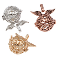 Pregnant Ball Locket Pendant, Brass, Wing Shape, plated, hollow, more colors for choice, lead & cadmium free, 28x26x20mm, Hole:Approx 4x7mm, Sold By PC