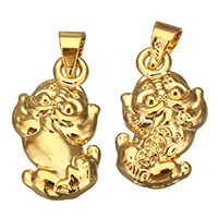 Brass Jewelry Pendants, Fabulous Wild Beast, real gold plated, double-sided, nickel, lead & cadmium free, 10x18x4.50mm, Hole:Approx 4x4mm, 100PCs/Lot, Sold By Lot