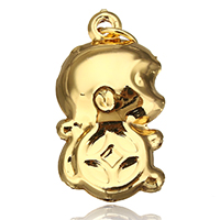 Brass Jewelry Pendants, Monkey, real gold plated, nickel, lead & cadmium free, 14x25x8.50mm, Hole:Approx 4mm, Sold By PC
